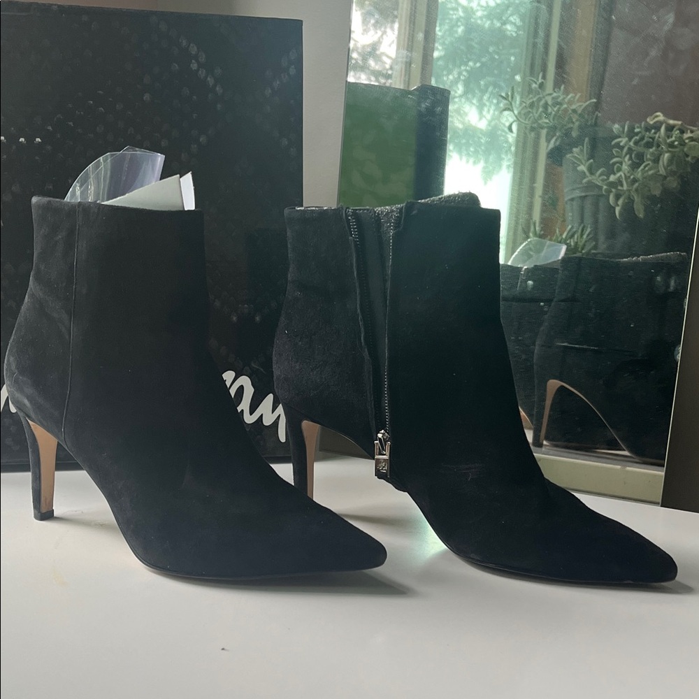 Sam Edelman Black Suede Pointed Toe Ankle Booties